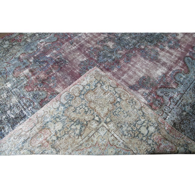 Mid-20th Century Vintage Distrssed Wool Rug 10 X 13 For Sale - Image 4 of 13