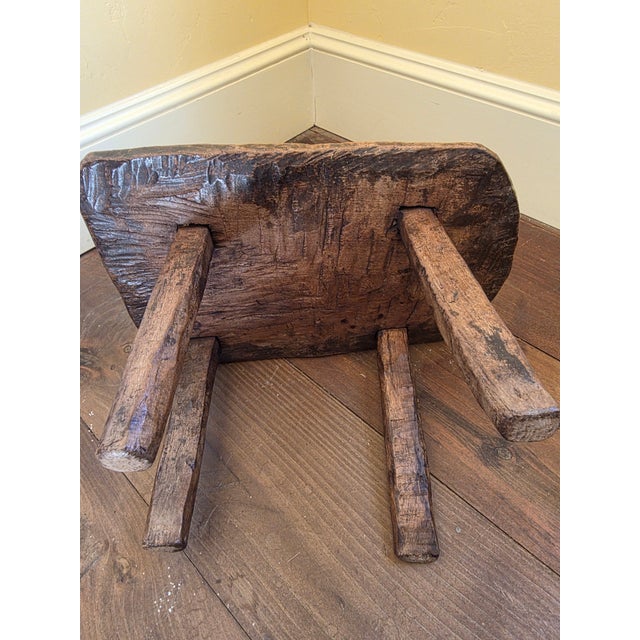 Folk Art Primitive Hand Made Stool For Sale - Image 3 of 13