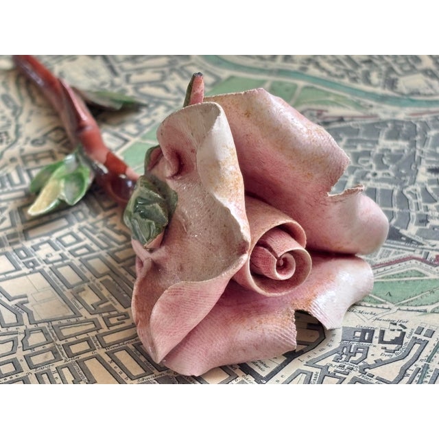 Capodimonte Vintage Italian Capodimonte Rose With Thorn For Sale - Image 4 of 7