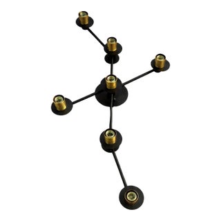 Hinkley Mid-Century Modern 7-Arm Flush Mount Ceiling Light in Black & Brass For Sale