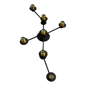 Hinkley Mid-Century Modern 7-Arm Flush Mount Ceiling Light in Black & Brass