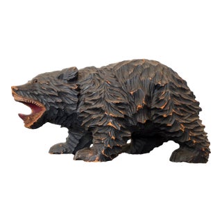 Large Vintage Indigenous Japanese Ainu Hokkaido Bear Figure Wood Carving For Sale