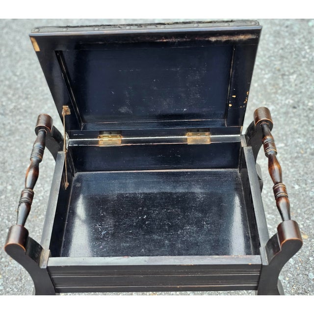 Early 20th Century Carved Wood Accent Storage Bench For Sale - Image 9 of 12