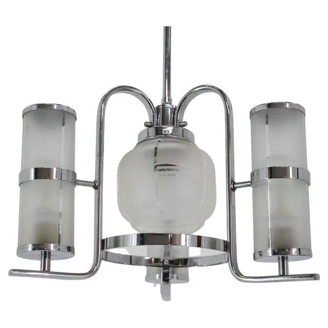 Art Deco Bauhaus Pendant in Chrome and Glass, 1930s For Sale - Image 8 of 8