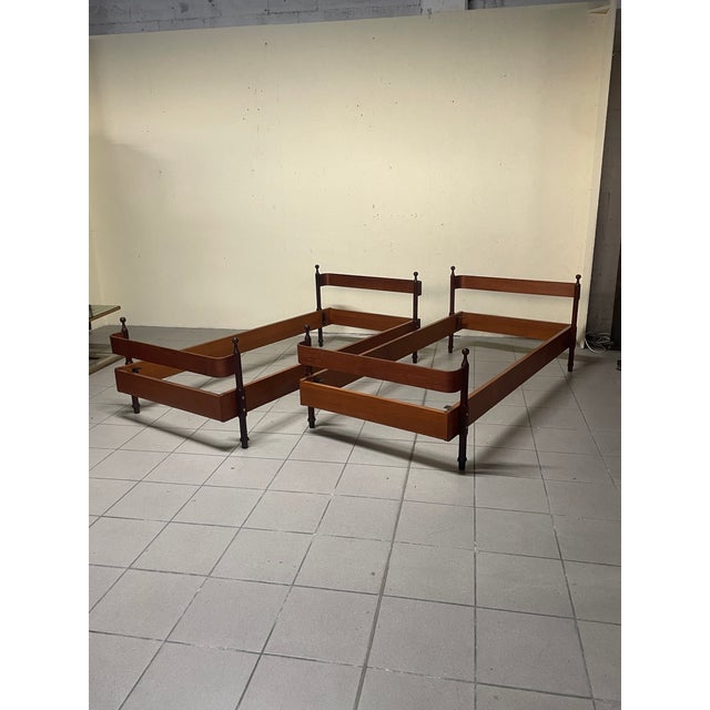 Vintage Teak Single Beds by Fratelli Proserpio, 1960s, Set of 2 For Sale - Image 12 of 18