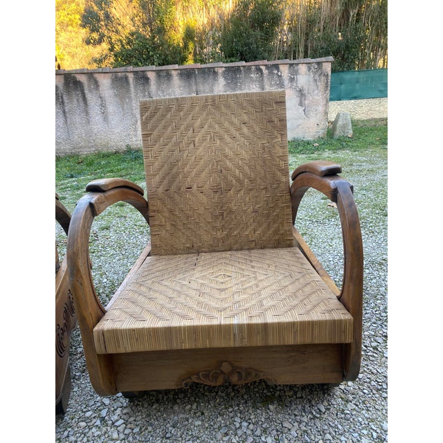 Art Deco Colonial Armchairs, 1940s, Set of 2 For Sale - Image 3 of 8