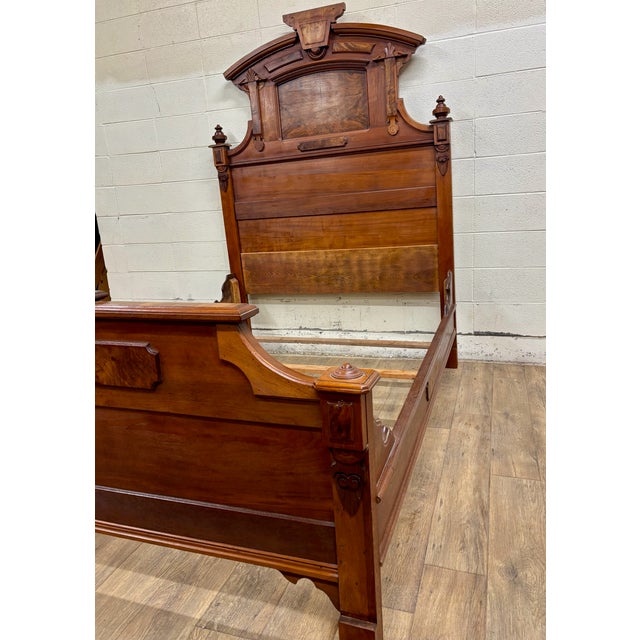 Antique Full Size Victorian Monumental Eastlake Carved High Back Bed For Sale - Image 4 of 16