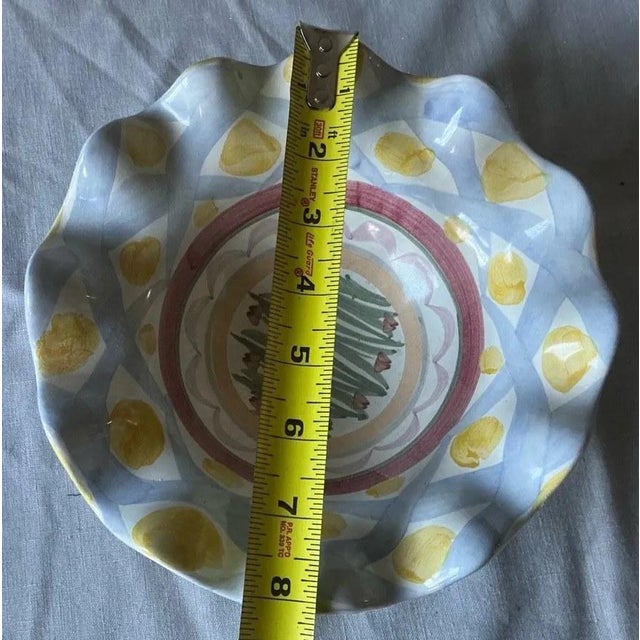Mackenzie Childs Late 20th Century MacKenzie-Childs Aalsmeer Ruffled Majolica Bowl, 8" For Sale - Image 4 of 4