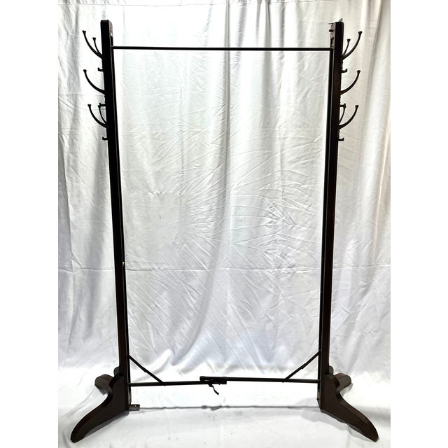 Antique Arts and Crafts style coat rack. Rare find - expandable standing rack. Unlatch the top lock and slide the sides...