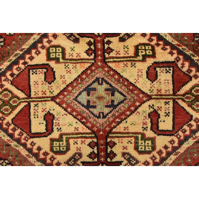 Vintage Qashqai Rug 5'8'' X 10'1'' Red Wool Hand-Knotted Oriental Carpet For Sale - Image 10 of 15