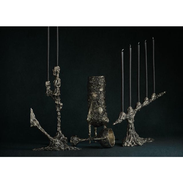 Black Omnia Vanitas Vanité 19 Candelabra in Patinated Cast Bronze by William Guillon For Sale - Image 8 of 12