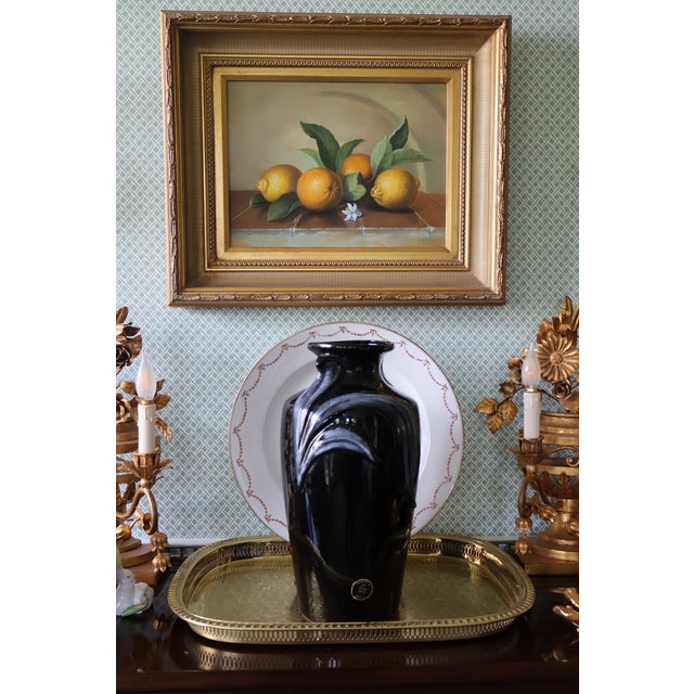 A dramatic late-20th-century American ceramic vase by Harris Potteries of Chicago, retaining its original “Made in USA”...