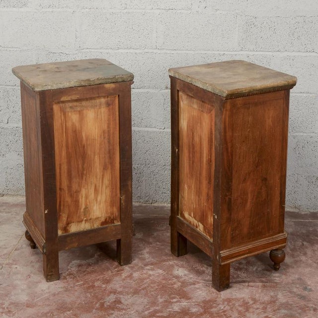 19th Century Fir Wood Nightstands with Marble Tops, Set of 2 For Sale - Image 6 of 10