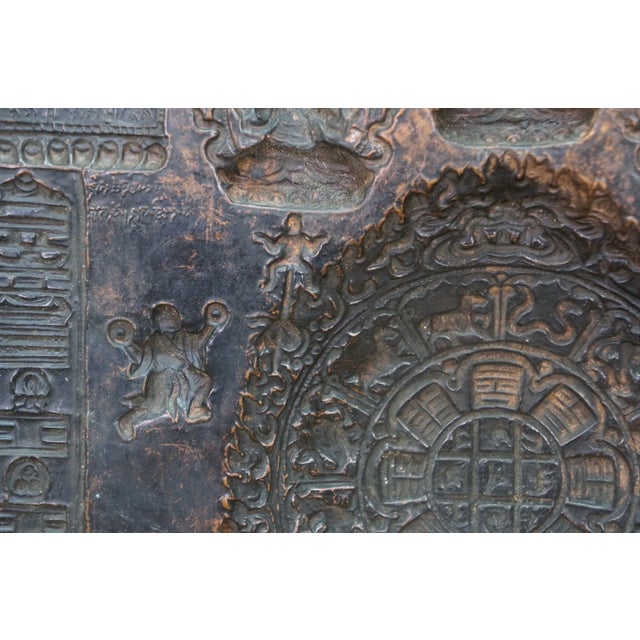 Rare Antique Tibetan Copper Repousse Astrological Calendar Mandala Buddha Spirit For Sale - Image 12 of 13
