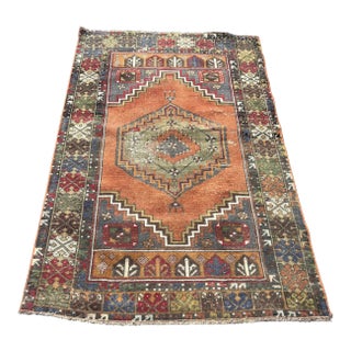 1960s Vintage Turkish Hand-Knotted Rug - 3′6″ × 5′9″ For Sale