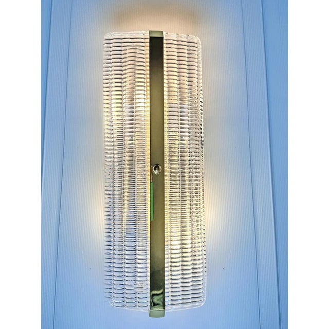 Glass Gold Murano Glass Rectangular Diamanted Wall Sconces by Simoeng, Set of 2 For Sale - Image 7 of 9