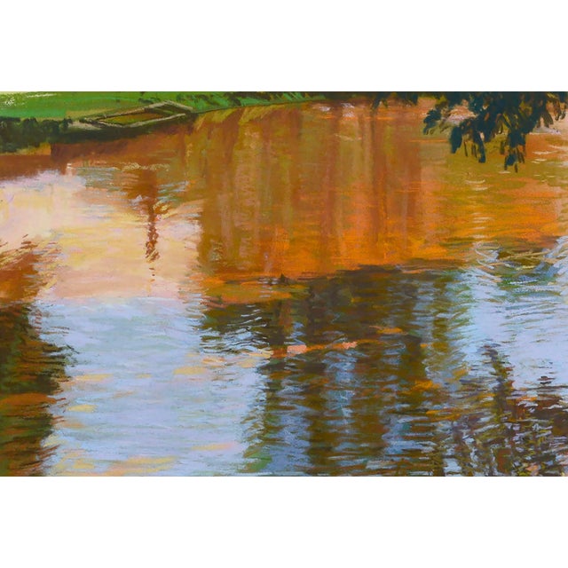 Colorful Lake Reflections, Large-Scale Pastel Landscape With Ducks For Sale In Monterey, CA - Image 6 of 8