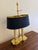 French Provincial Mid-20th Century Brass Bouillotte Lamp With Black Tole Shade For Sale - Image 3 of 9
