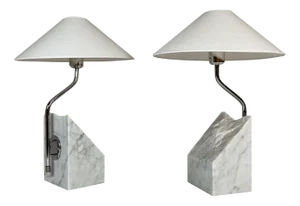 Mid-Century Marble and Steel Table Lamps from Bergboms, 1970s, Sweden, Set of 2