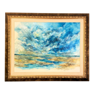 1976 Large Framed Coastal Landscape Watercolor by James Duffy (Artist Copy)