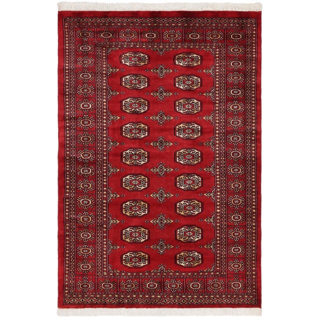 Rustic Bokhara Red Beige Hand Knotted Rug For Sale - Image 9 of 9
