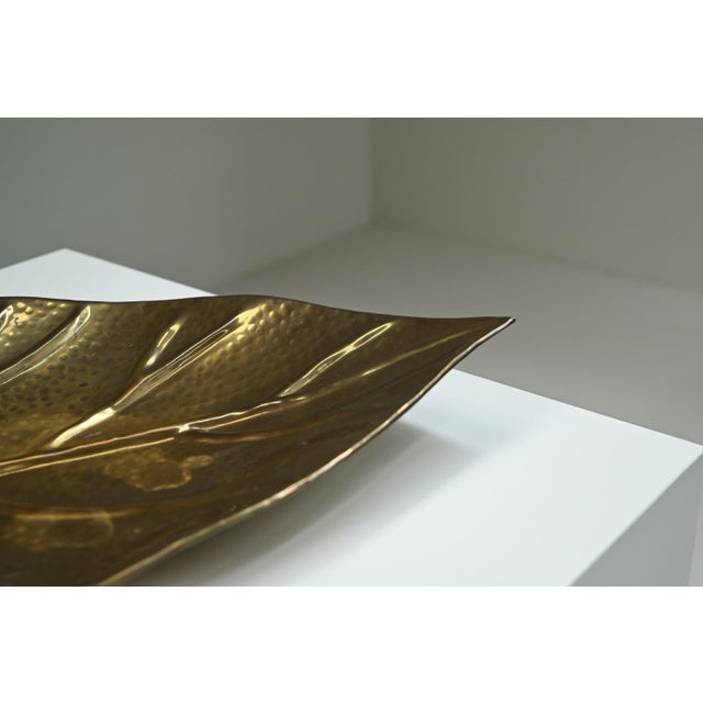 Gold Brass Leaf Fruit Bowl, Europe, 1970s For Sale - Image 8 of 10