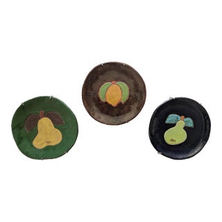 Vintage 1990s R Wood Pottery Plates - Set of 3 For Sale