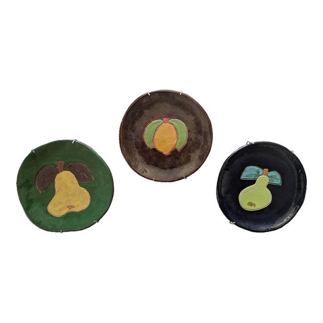 Vintage 1990s R Wood Pottery Plates - Set of 3 For Sale
