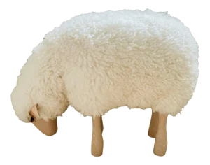 Lalanne Style Carved Wood Sheep Stool