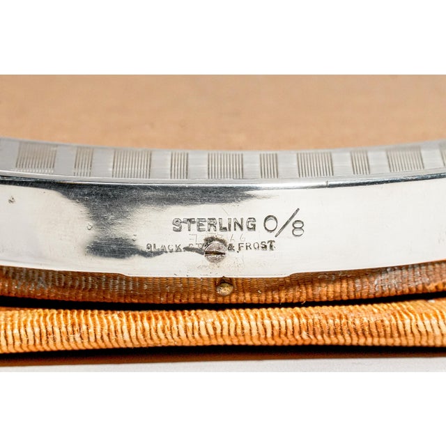Large Antique Sterling Silver Engine Turned Striped Oval Picture Photo Frame For Sale - Image 12 of 14