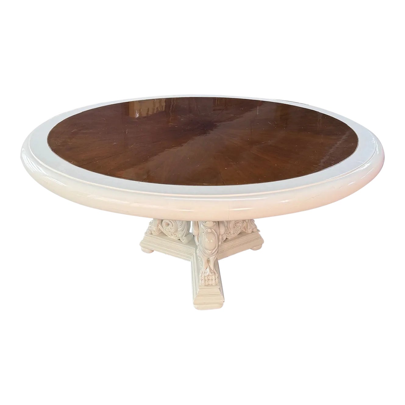 19th Century French Renaissance Round Dining Table With Carved Wood ...