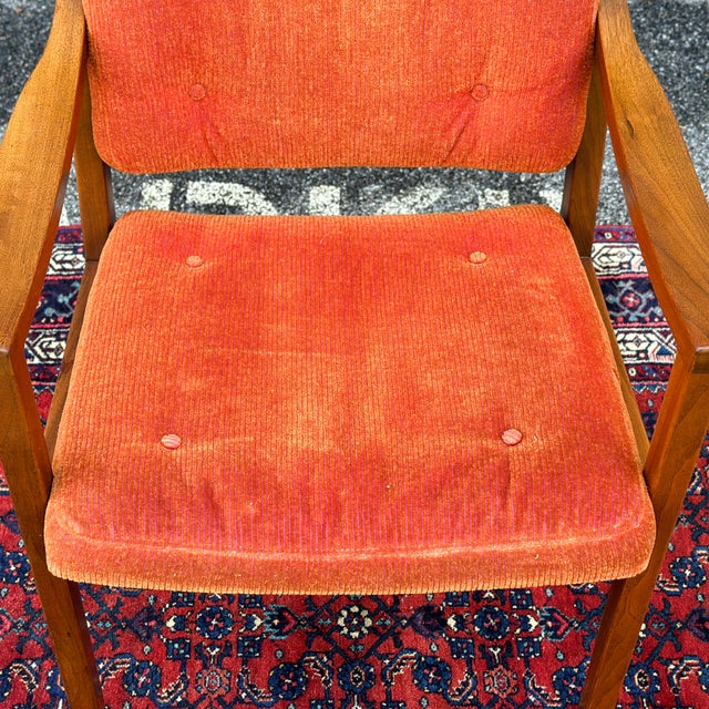 Brown Mid-Century Modern Signed Gunlocke Sculpted Walnut Armchair For Sale - Image 8 of 12