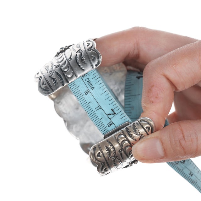 Silver 7.25" Marcella James Navajo Silver and Turquoise Cuff Bracelet For Sale - Image 8 of 11