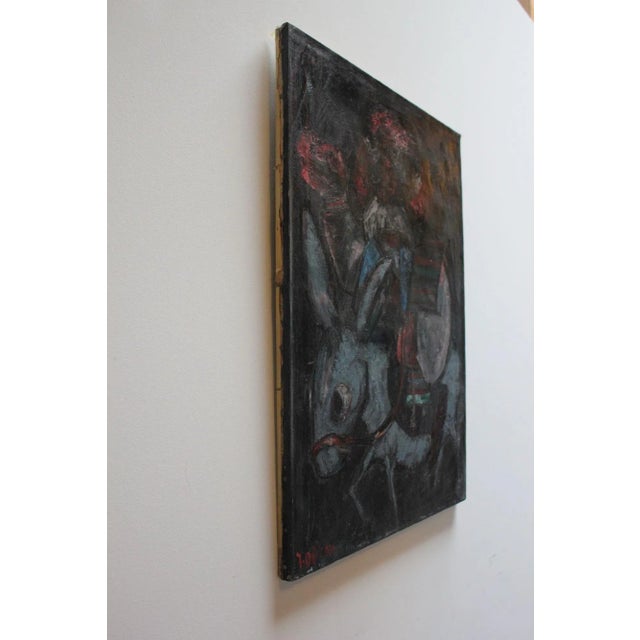 Jovan Obican Naïve-Style "Man on Donkey" Oil on Canvas For Sale - Image 4 of 13