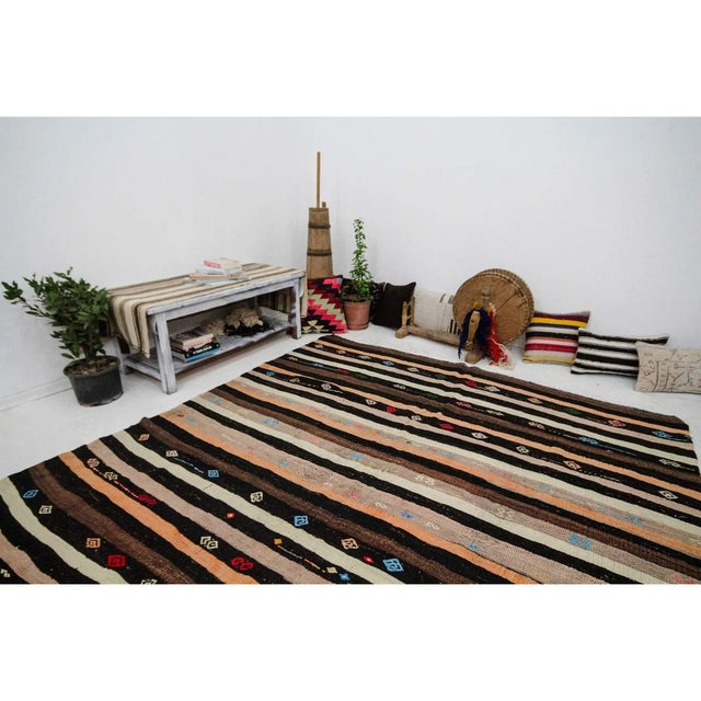 Vintage Striped Turkish Kilim Rug- 7′3″ × 10′2″ For Sale In Los Angeles - Image 6 of 7