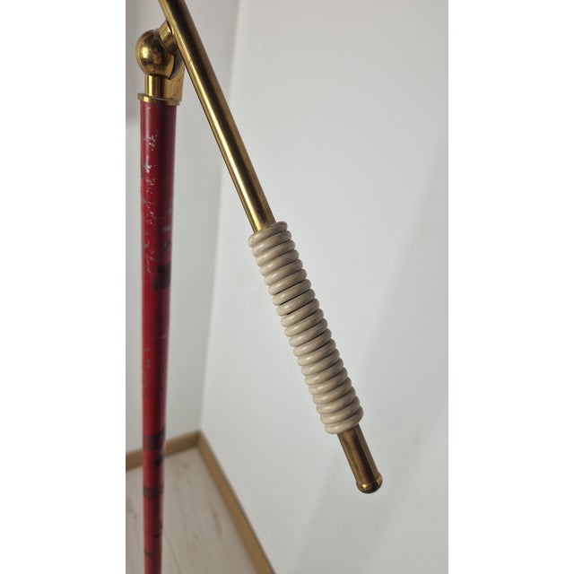 Floor Lamp for Reading with Red Marble Base and Cone with Joint, 1950s For Sale - Image 9 of 18