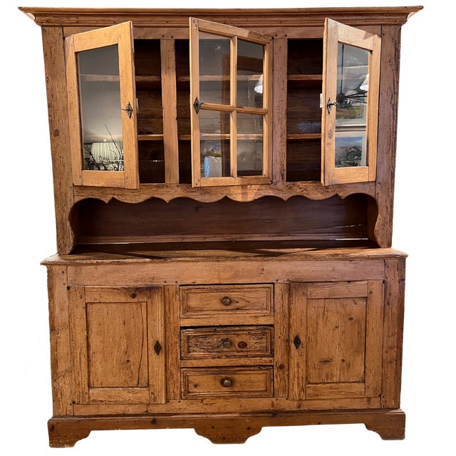 Rustic European 19th Century Irish Pine Bookcase Cabinet or Hutch For Sale - Image 3 of 14