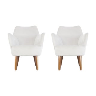 Set of Velvet & Walnut Armchairs by Gio Ponti for Cassina, 1950s For Sale