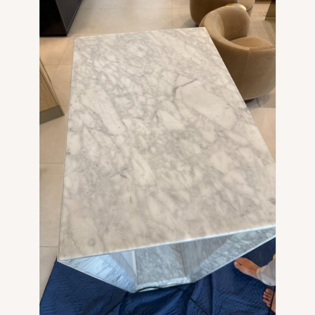 1990s Williams Sonoma Pierre White Marble Coffee Table (56") For Sale - Image 5 of 9