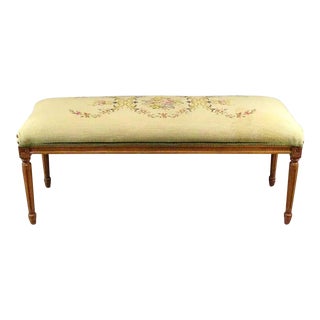 Mid-20th Century Louis XVI Style Needlepoint Hall Bench For Sale