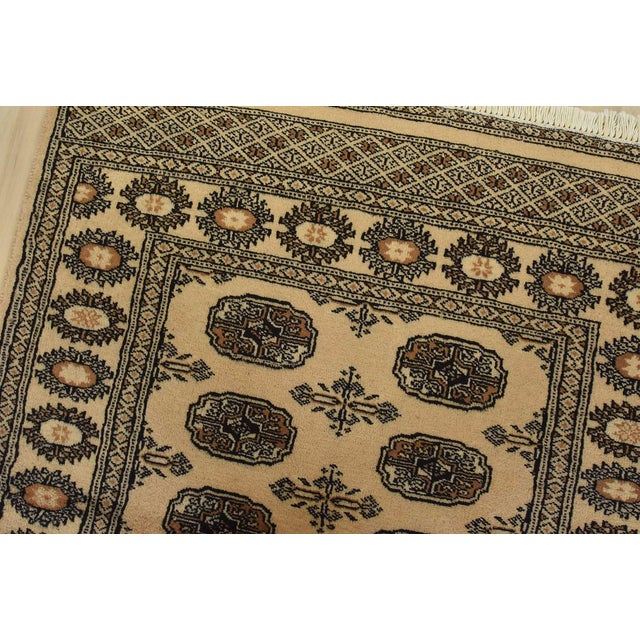 Bokhara Rug 3’1” X 4’7” Beige Wool Tribal Hand-Knotted Oriental Carpet For Sale In Philadelphia - Image 6 of 11