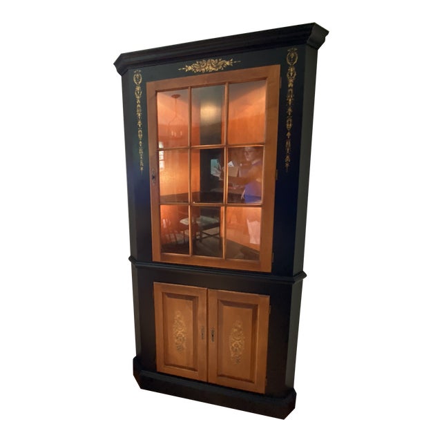 Black Harvest Newington Hitchcock Lighted Corner Cabinet Chairish