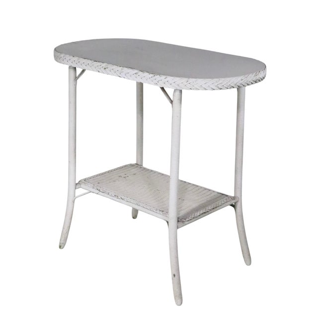 Vintage Oval White Wicker Table Att. To Lloyd Loom C 1930/50's For Sale - Image 10 of 12