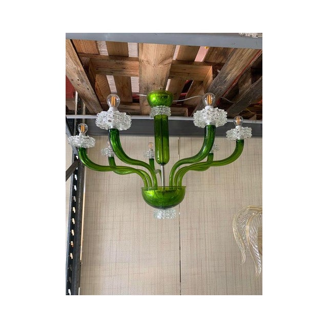 Green Murano Glass Chandelier with Trasparent Rostrato Boubeches from Simoeng For Sale - Image 11 of 12