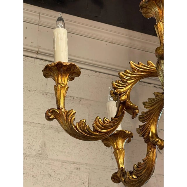 Mid 20th Century Vintage Italian Gilt Metal 6 Light Chandelier For Sale - Image 5 of 7