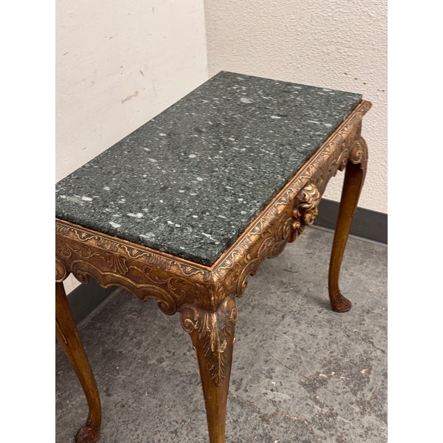 Italian Carved Giltwood Console Table + Marble Top, 19th Century For Sale In San Francisco - Image 6 of 12