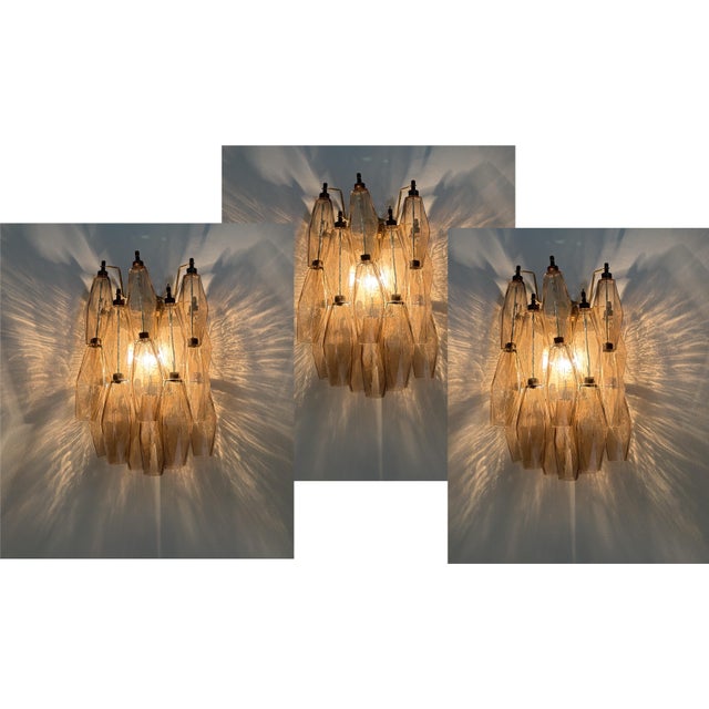 Murano Glass Wall Lamps with Sand-Colored Prisms, Set of 3 For Sale - Image 12 of 12