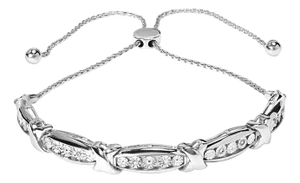 .925 Sterling Silver 1/10 Cttw Diamond X Link Bolo Bracelet (I-J Color, I2-I3 Clarity)
