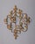 Wall coat rack with floral motifs, in wrought iron and gold, Italian design, 1950s.