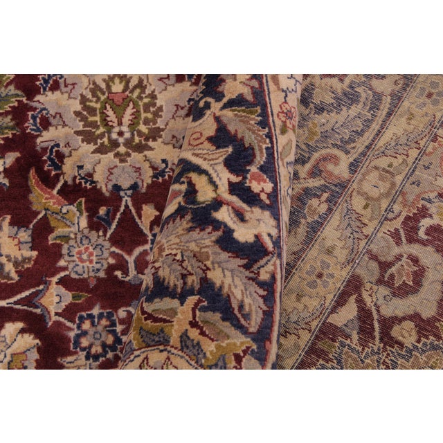 Textile Elegant Floral Pak-Persian Maroon/Blue Wool Rug - 9'1'' X 12'2'' For Sale - Image 7 of 9